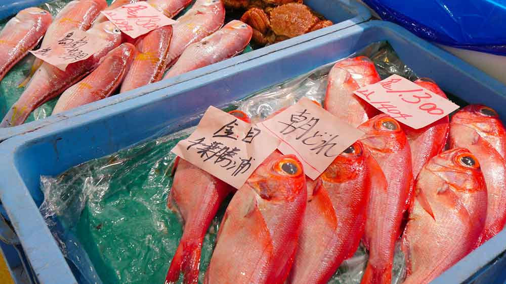 市場から鮮魚を仕入れ